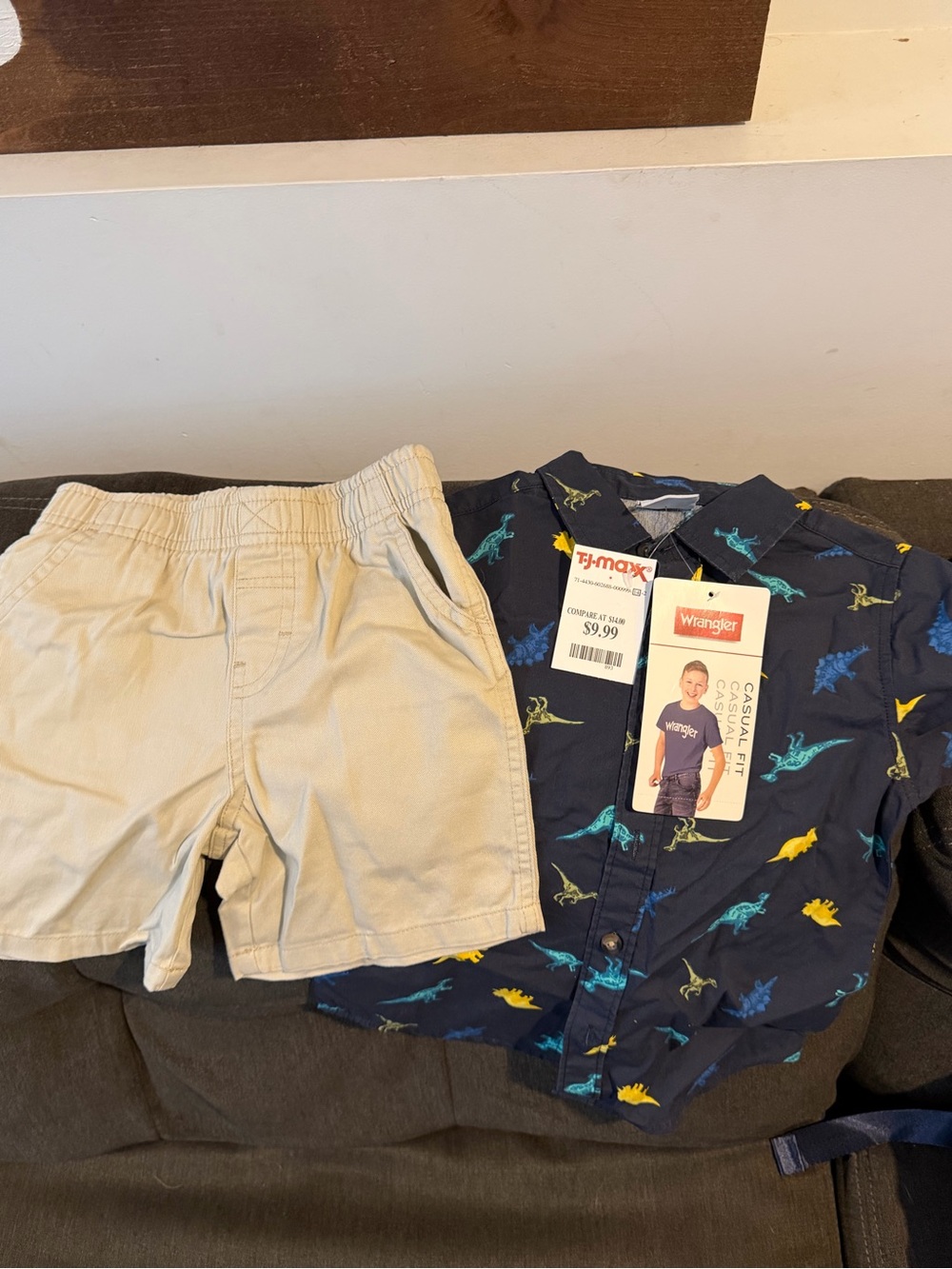 Wrangler Navy Shirt with Multicolor Dino Print